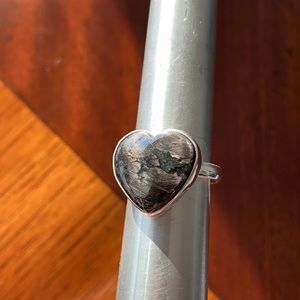 Hypersthene 925 sterling silver heart ring